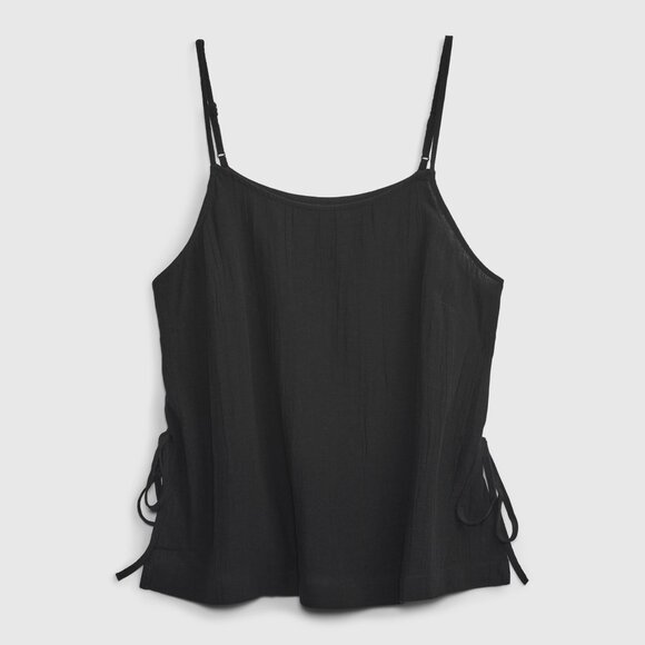 GAP Airy Side Tie Modal Cotton Linen blend Cami Black - Picture 1 of 9